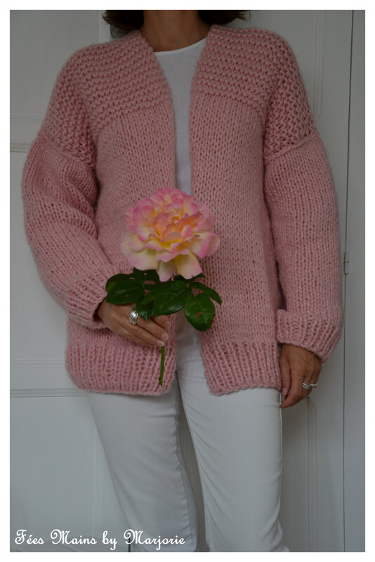 Tricot Gilet rose