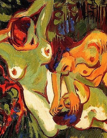 Ernst Ludwig Kirchner 1919 Bañistas en el csped