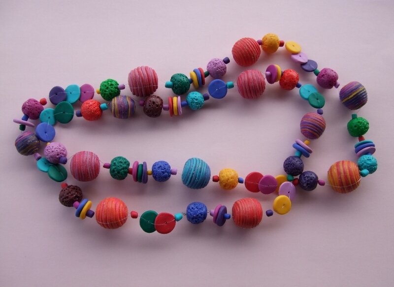Collier en Pâte Fimo, avec de grosses perles sucrées