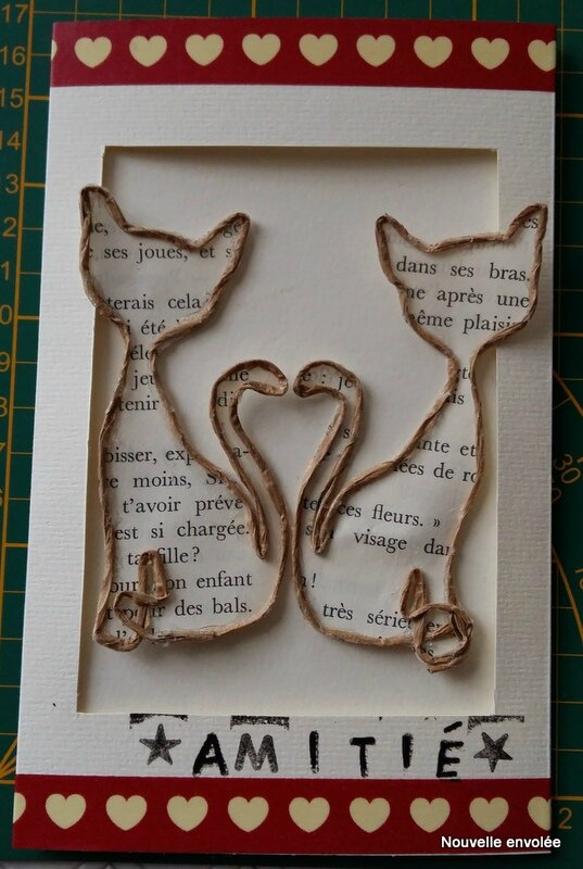 Deux chats amoureux (fil de fer kraft, papier, masking-tape)