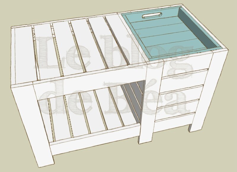 table basse en bois de palette avec coffre de rangement