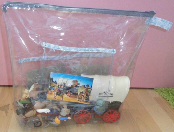 trousse transparente pour playmobil western, western playmobil clear storage bag (1)