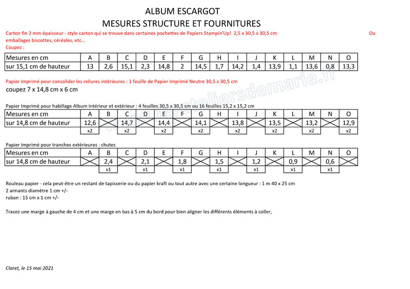 Mesures structure Album escargot blog