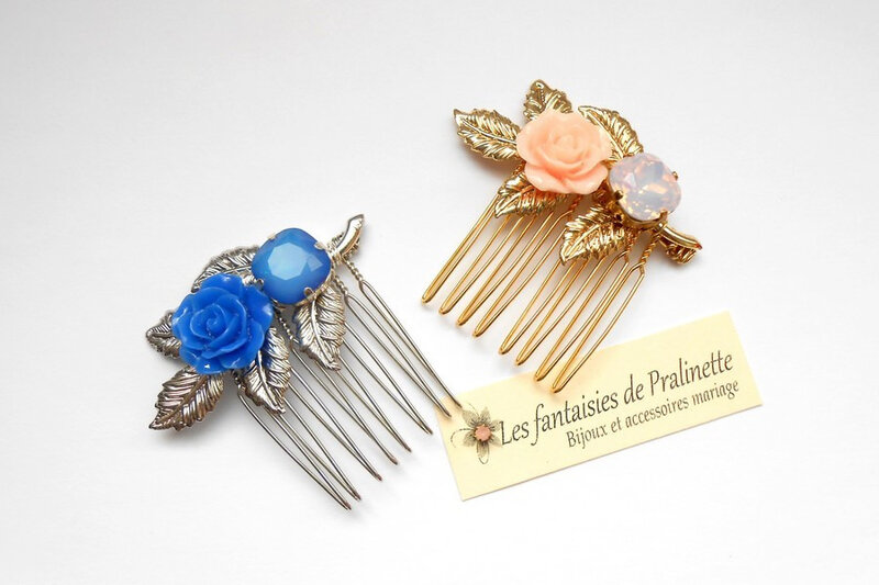 bijoux-mariage-peigne-mariée-rose-fleur-en-resine-feuilles-dorees-et-cristal-1