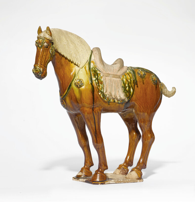 A 'sancai'-glazed pottery figure of a Fereghan horse, Tang dynasty (618-907)