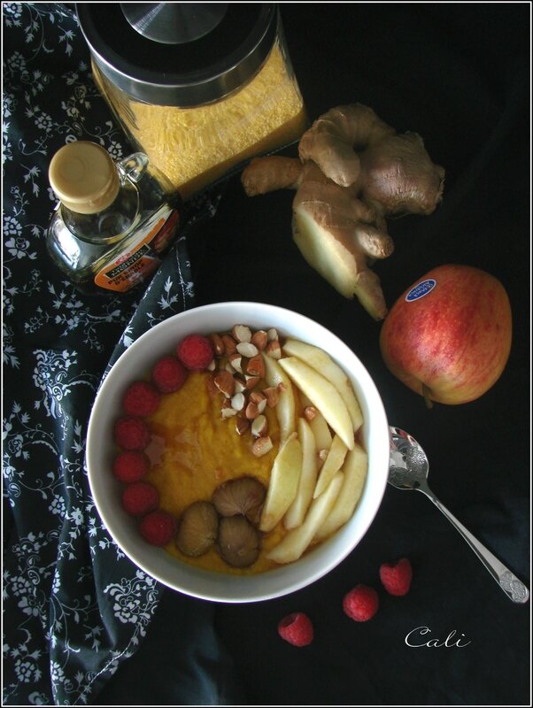 Porridge Automnal de Polenta (Pomme, Châtaignes, Framboises & Sirop d'Erable) 002