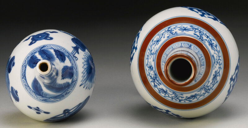 Two blue and white rosewater sprinklers, Qing dynasty, Kangxi period (1662-1722)2