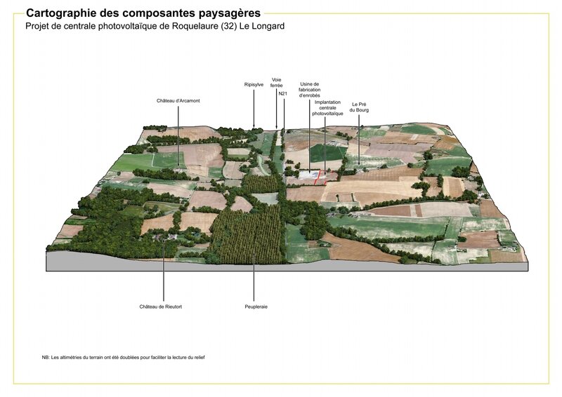 Landscape paysage 3d infographiste infographie image de synthèse bloc diagramme photovoltaïque etude d'impact Gers 2