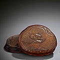 A small carved <b>Duan</b> <b>inkstone</b> and bamboo box set, Qing dynasty, late 17th-18th century