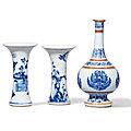 Three <b>blue</b> <b>and</b> <b>white</b> <b>vases</b>, 16th-17th century