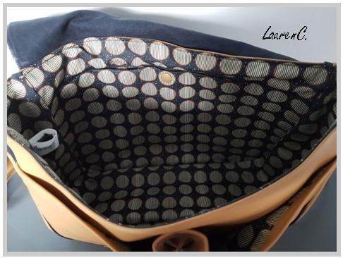 SAC SIMILI CAMEL SUEDINE MARINE INTERIEUR