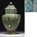 A very rare small Bronze Ritual <b>Wine</b> <b>vessel</b> <b>and</b> <b>cover</b>, fanglei. Late Shang dynasty, 11th century BC