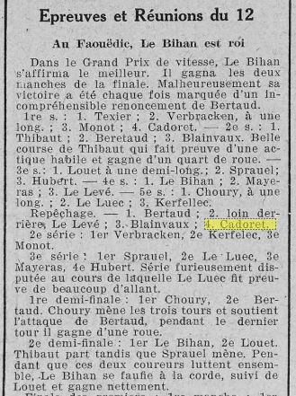 1923 le 18 août L'Ouest en plein air cyclisme Kerfelec et Charles Queffelec_2