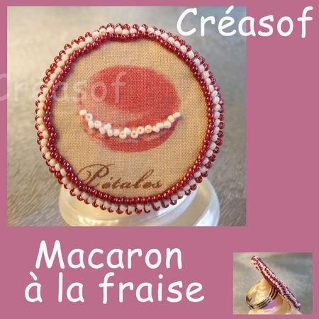 bague macaron à la fraise