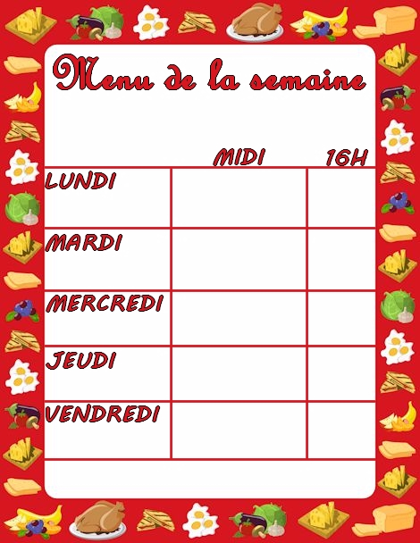 menu de la semaine (thème red color)