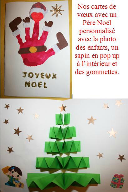 Carte de voeux Père Noël empreinte de main et sapin 3D - Les Lutins