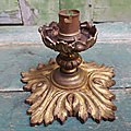Ancien Pied de <b>Lampe</b> <b>Bronze</b> à Poser ou Suspension Globe Tulipe Plafonnier 