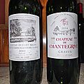 <b>Pauillac</b> : Duhart-Milon 2003; Graves : Château Chantegrive rouge 2014