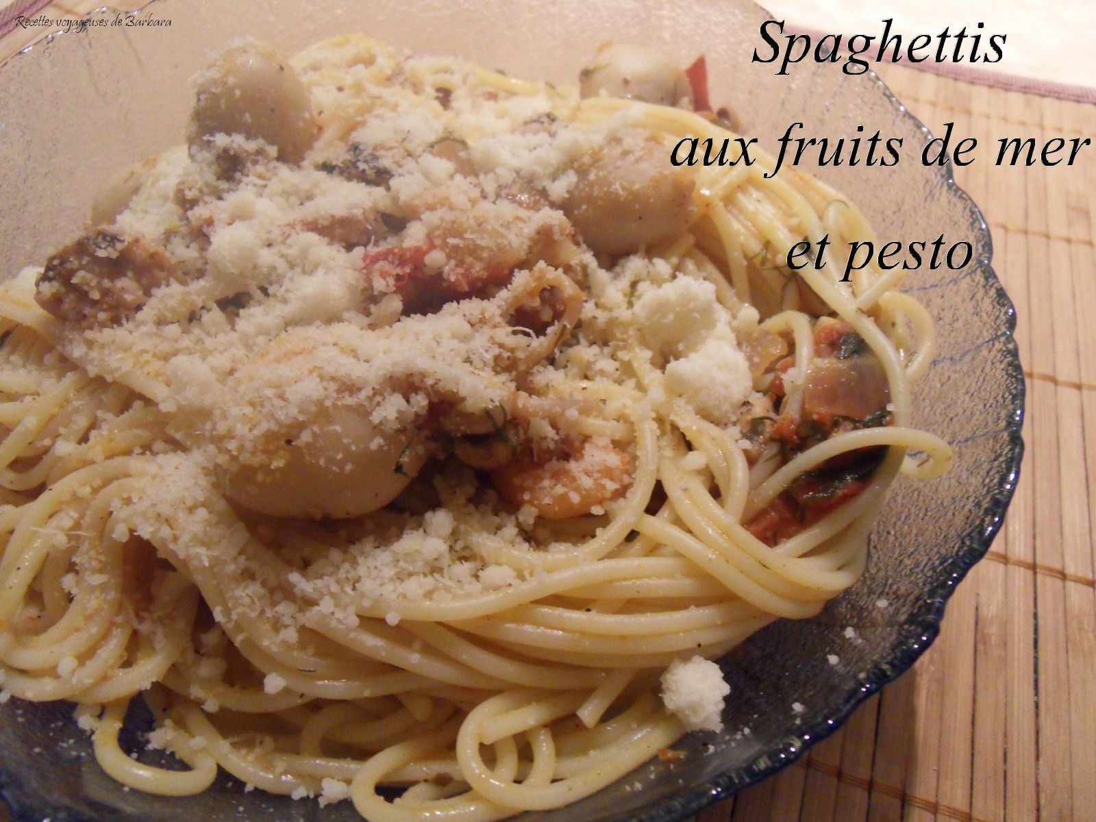 spaghettis aux fruits de mer et pesto1