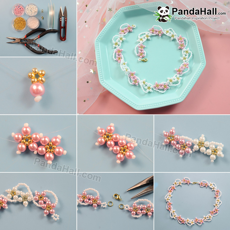 1080-PandaHall-Idea-on-Two-color-Pearl-Flower-Necklace