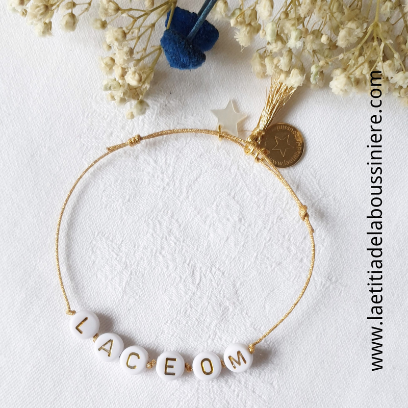 Bracelet Alphabet Initiales - 9 € jusqu'à 8 lettres, 11 € jusqu'à 12 lettres