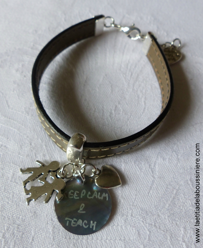 Bracelet cuir pour maîtresse, nounou (gris) - 22 €
