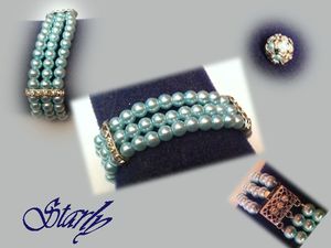 bracelet 3 rangs perles nacrées