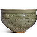 A rare and large <b>carved</b> 'Yaozhou' <b>bowl</b>, Northern Song-Jin dynasty (960-1234)