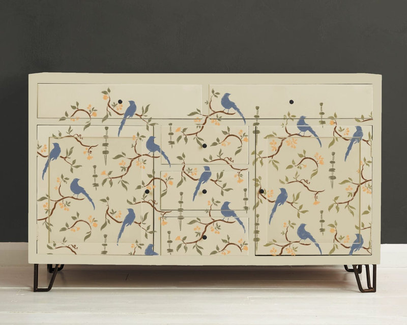 Chinoiserie-Birds-Annie-Sloan-Stencil-furniture-Old-Ochre-and-Graphite-2500