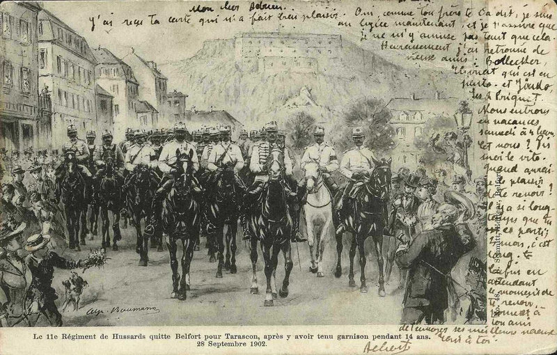 le 11e Régiment de Hussards quitte Belfort pour Tarascon (1902)