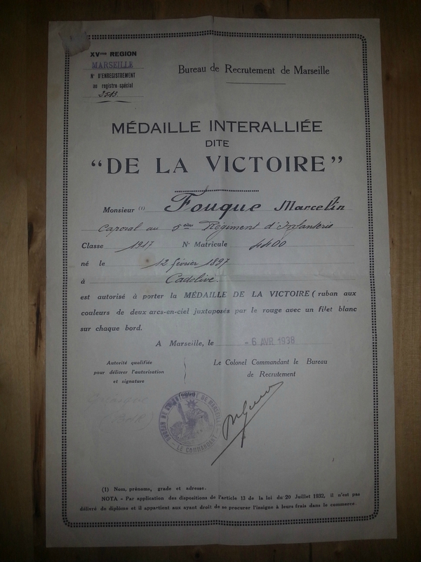 DIPLOME intérallié FOUQUE