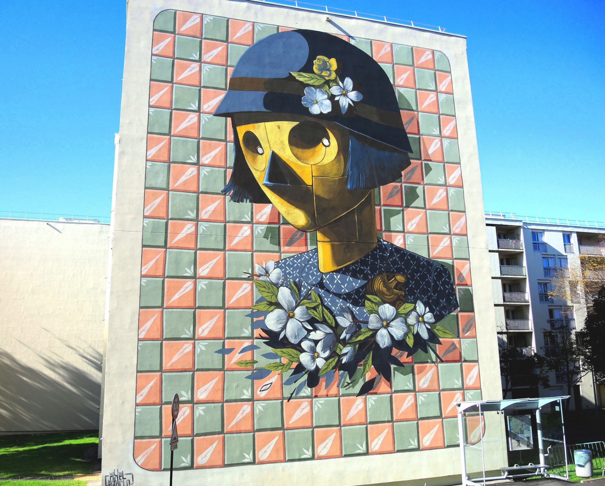 Bayonne, festival Street art Point de vue 2018, Grand Basque, avenue de Bourroua, par Pixel Pancho