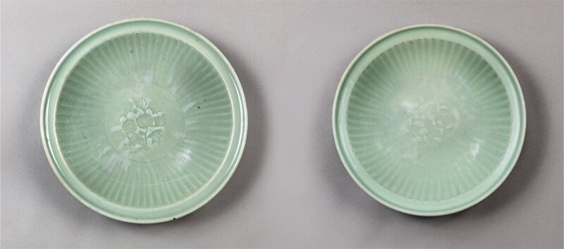 Two large Longquan celadon dishes Ming dynasty