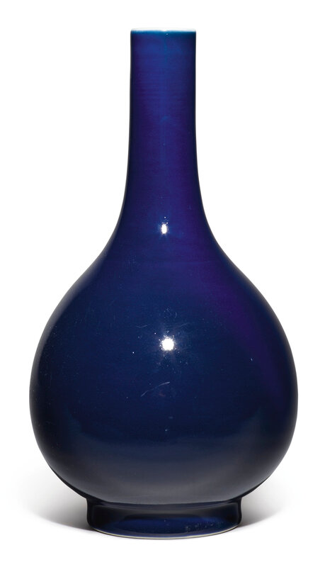 A blue-glazed bottle vase, Qianlong seal mark and period (1736-1795)