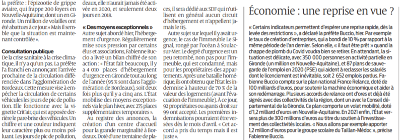 2021 01 22 SO La Préfète entre crise sanitaire et vignette Crit'air2