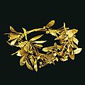 A Greek gold olive wreath, late <b>Classical</b> <b>period</b> to early Hellenistic <b>period</b>, circa 4th century B.C.