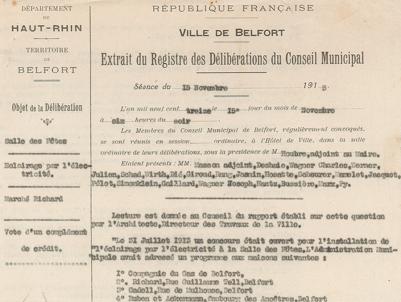 1913 11 15 Salle des Fêtes CR CM Choix entreprise Lot électricité p1R2