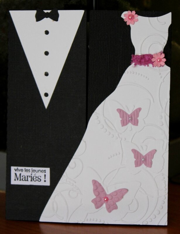 carte felicitations mariage robe papillons
