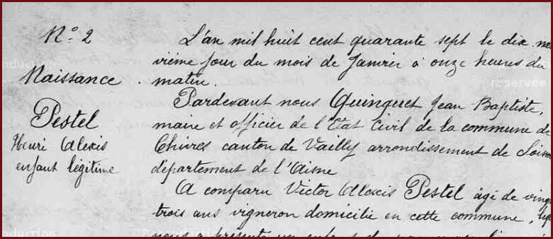 PESTEL Henri - Naissance
