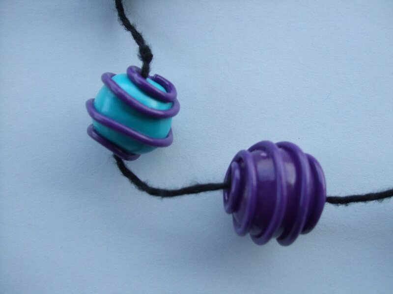 Perles Pâte Fimo Violette et Bleue