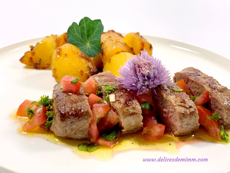 Filet d’agneau et sa sauce vierge 4