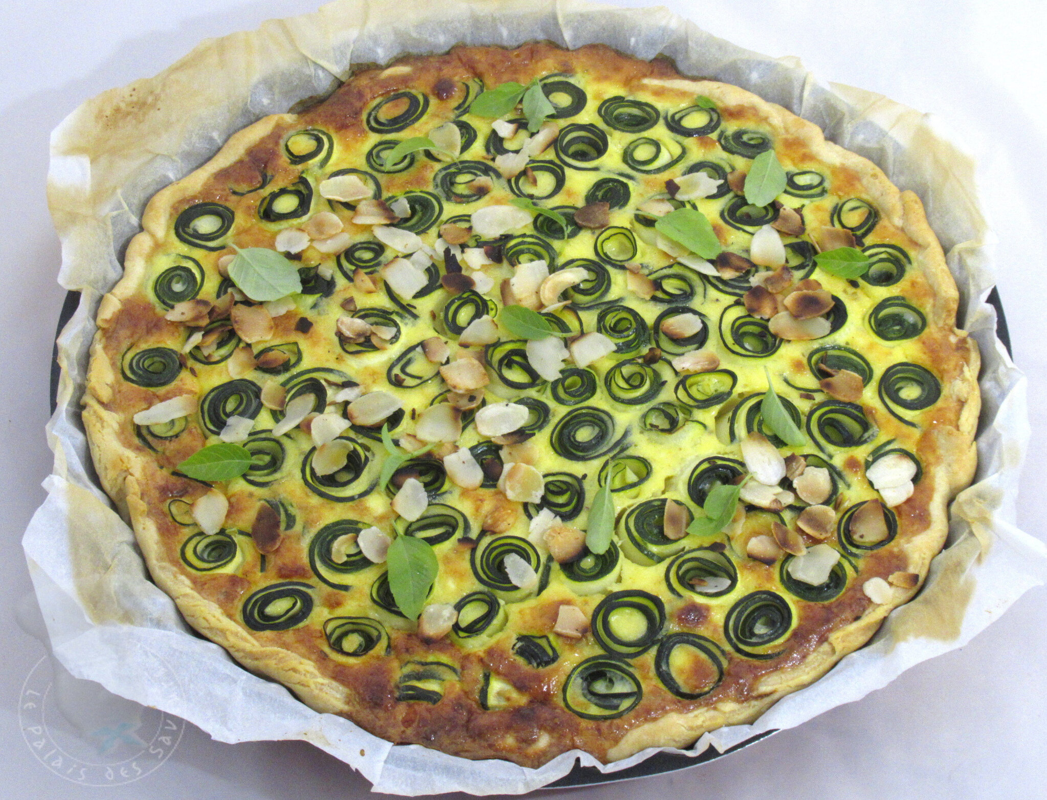Quiche courgette féta amandes