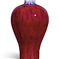 An exceptional flambé-glazed vase, meiping, <b>Incised</b> <b>seal</b> <b>mark</b> <b>and</b> <b>period</b> <b>of</b> <b>Qianlong</b> (1736-1795)