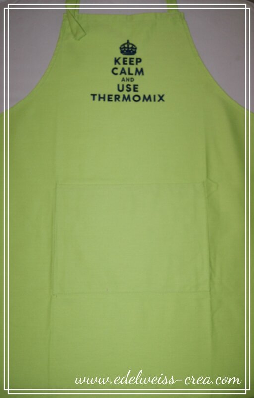 Tablier de cuisine vert flashy - Keep calm and use thermomix