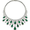 An emerald and <b>diamond</b> <b>fringe</b> <b>necklace</b>, by Harry Winston