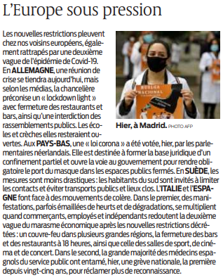 2020 10 28 SO L'Europe sous pression