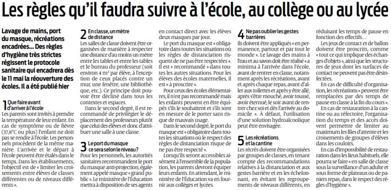 2020 05 04 SO Les règles qu'il faudra suivre au collège ou au lycée