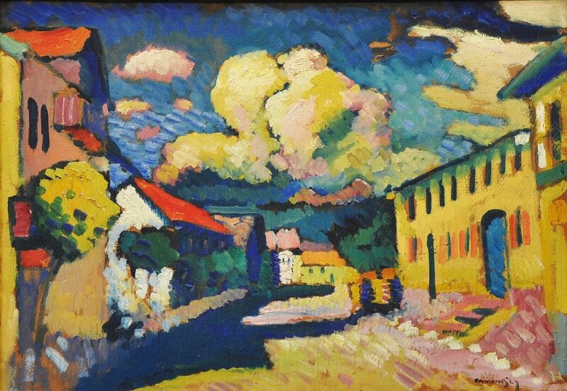 Wassily_Kandinsky,_1908,_Murnau,_Dorfstrasse_(A_Village_Street),_oil_on_cardboard,_later_mounted_on_wood_panel,_48_x_69