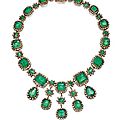 Silver-topped gold, <b>emerald</b> and diamond necklace, fisrt quarter 19th century