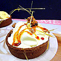 DESSERT FACILE : tartelette trendy choco à la crème mascarpone/ cacao, bananes, et <b>caramel</b> 